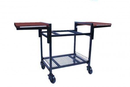 Rack com rodas e abas laterais de apoio dobráveis para churrasqueira Flex-600